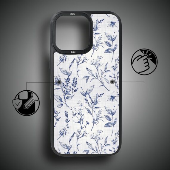 Etui do iPhone 17 IBIZU DropGuard Matt z MagSafe, Pastel Bloom, Lazurowe szepty (4)