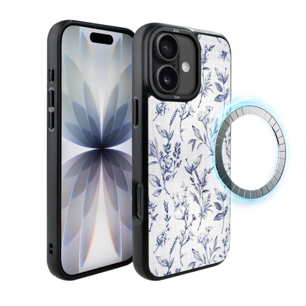 Etui do iPhone 17 IBIZU DropGuard Matt z MagSafe, Pastel Bloom, Lazurowe szepty