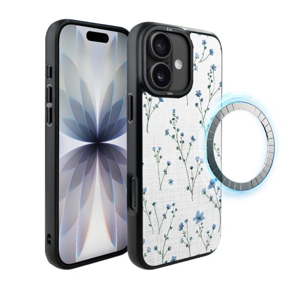 Etui do iPhone 17 IBIZU DropGuard Matt z MagSafe, Pastel Bloom, Niebieski sen