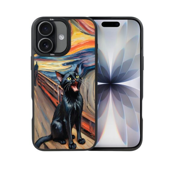 Etui do iPhone 17 IBIZU DropGuard Matt z MagSafe, Rene Magritte, Edvard Munch, krzyk kota (6)
