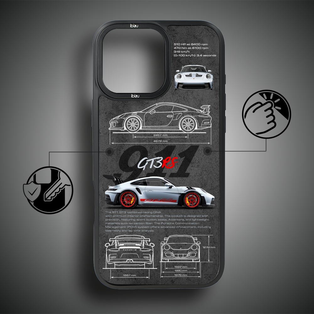 Etui do iPhone 17 IBIZU DropGuard Matt z MagSafe, TechDrive, 911 GT3 RS (4)