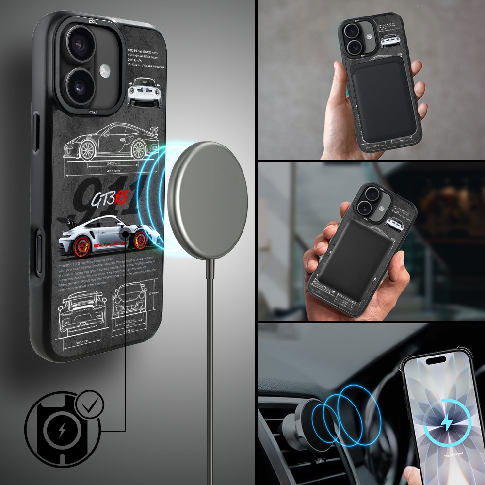 Etui do iPhone 17 IBIZU DropGuard Matt z MagSafe, TechDrive, 911 GT3 RS (5)