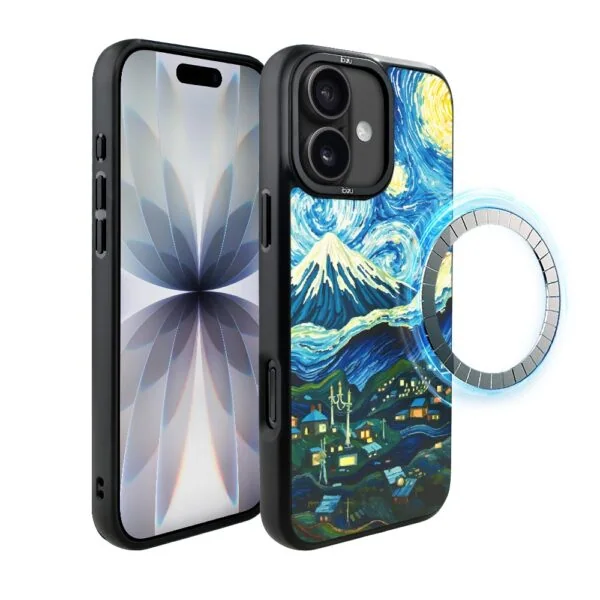 Etui do iPhone 17 IBIZU DropGuard Matt z MagSafe, Van Gogh, Gwieździsta noc (5)