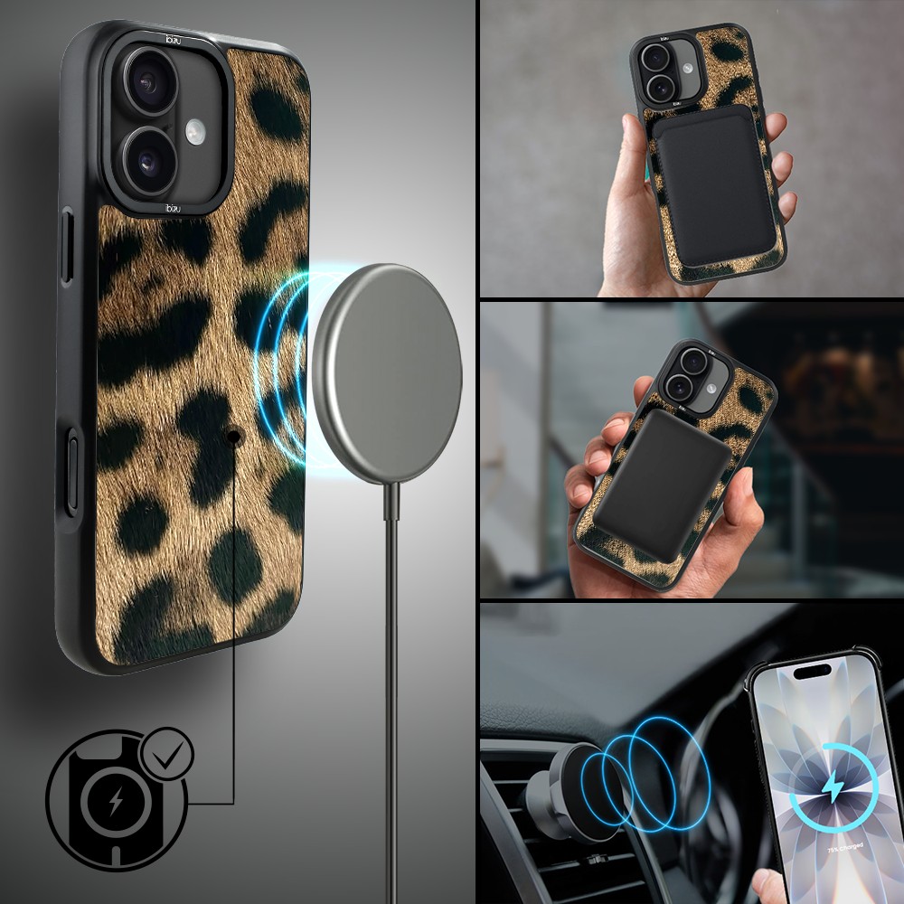 Etui do iPhone 17 IBIZU DropGuard Matt z MagSafe, Zew Natury, Lampart1 (5)