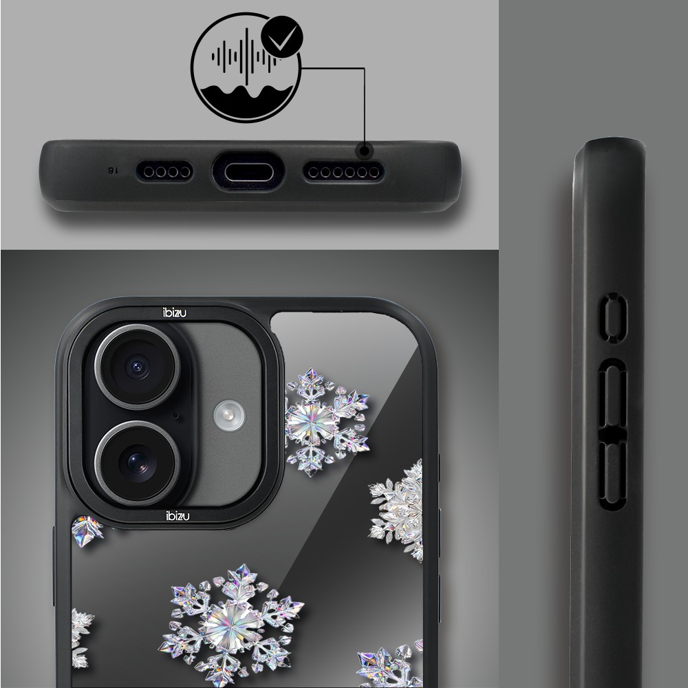 Etui do iPhone 17 IBIZU DropGuard Matt z MagSafe, Zimowa magia, Królewskie płatki śniegu ip 17-1