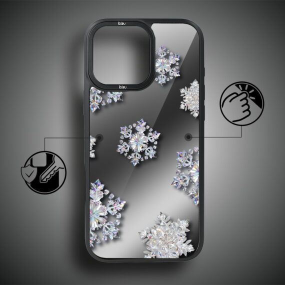Etui do iPhone 17 IBIZU DropGuard Matt z MagSafe, Zimowa magia, Królewskie płatki śniegu ip 17-5