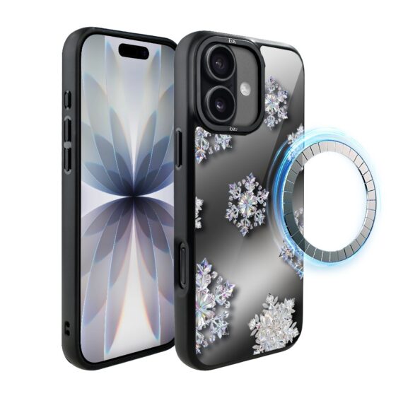 Etui do iPhone 17 IBIZU DropGuard Matt z MagSafe, Zimowa magia, Królewskie płatki śniegu ip 17-6