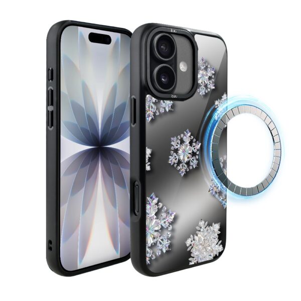 Etui do iPhone 17 IBIZU DropGuard Matt z MagSafe, Zimowa magia, Królewskie płatki śniegu