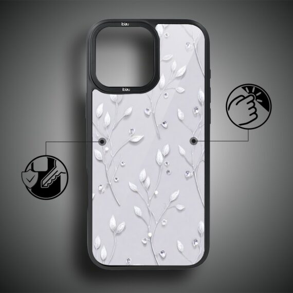 Etui do iPhone 17 IBIZU DropGuard Matt z MagSafe, Zimowa magia, Lodowe kwiaty ip 17-5