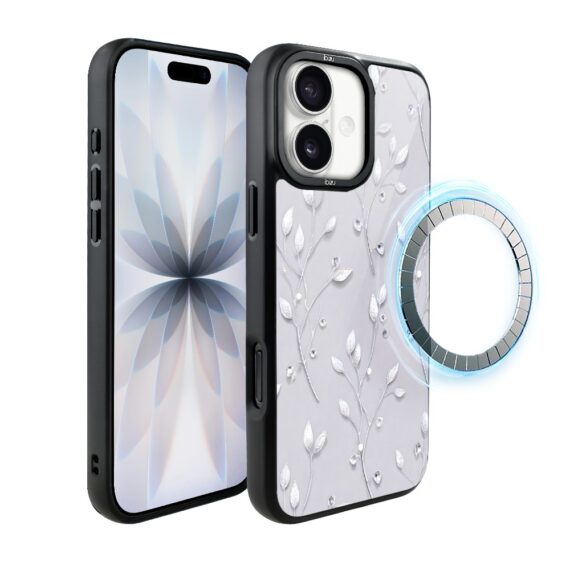 Etui do iPhone 17 IBIZU DropGuard Matt z MagSafe, Zimowa magia, Lodowe kwiaty ip 17-6