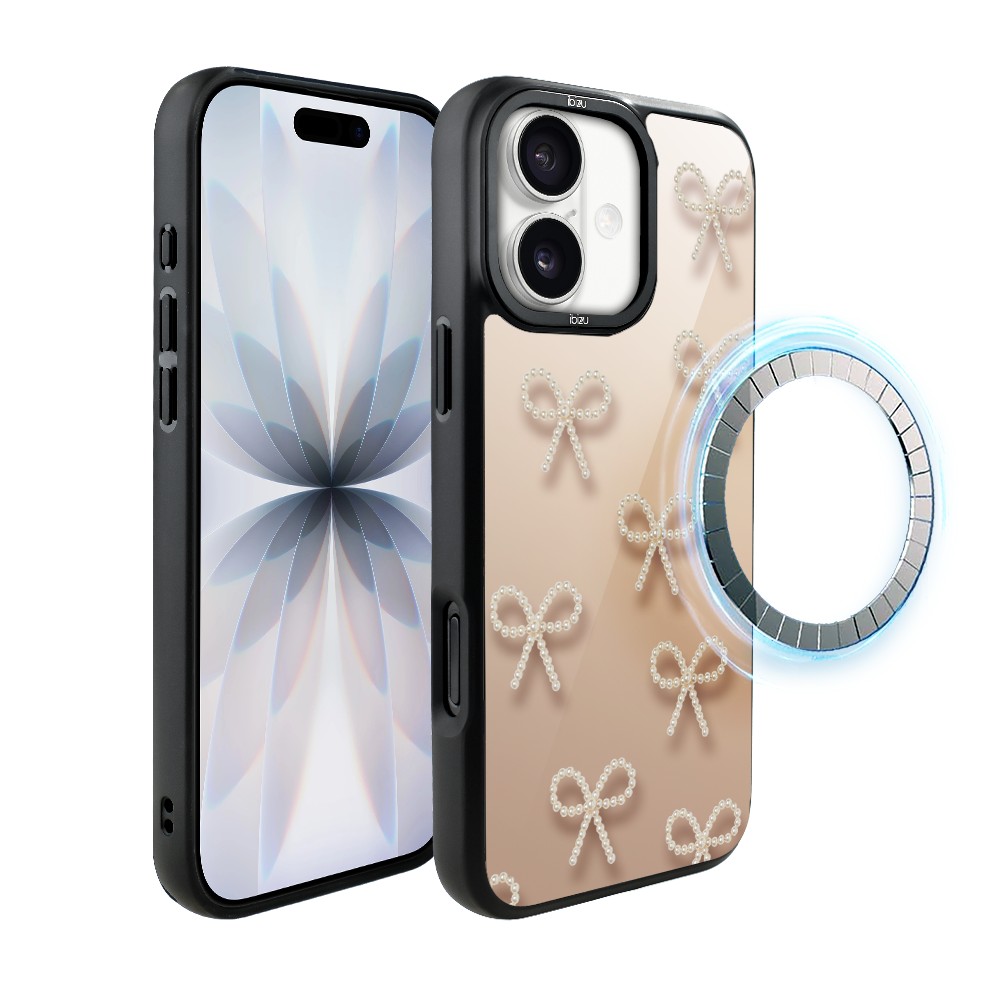 Etui do iPhone 17 IBIZU DropGuard Matt z MagSafe, Zimowa magia, Perłowe kokardki