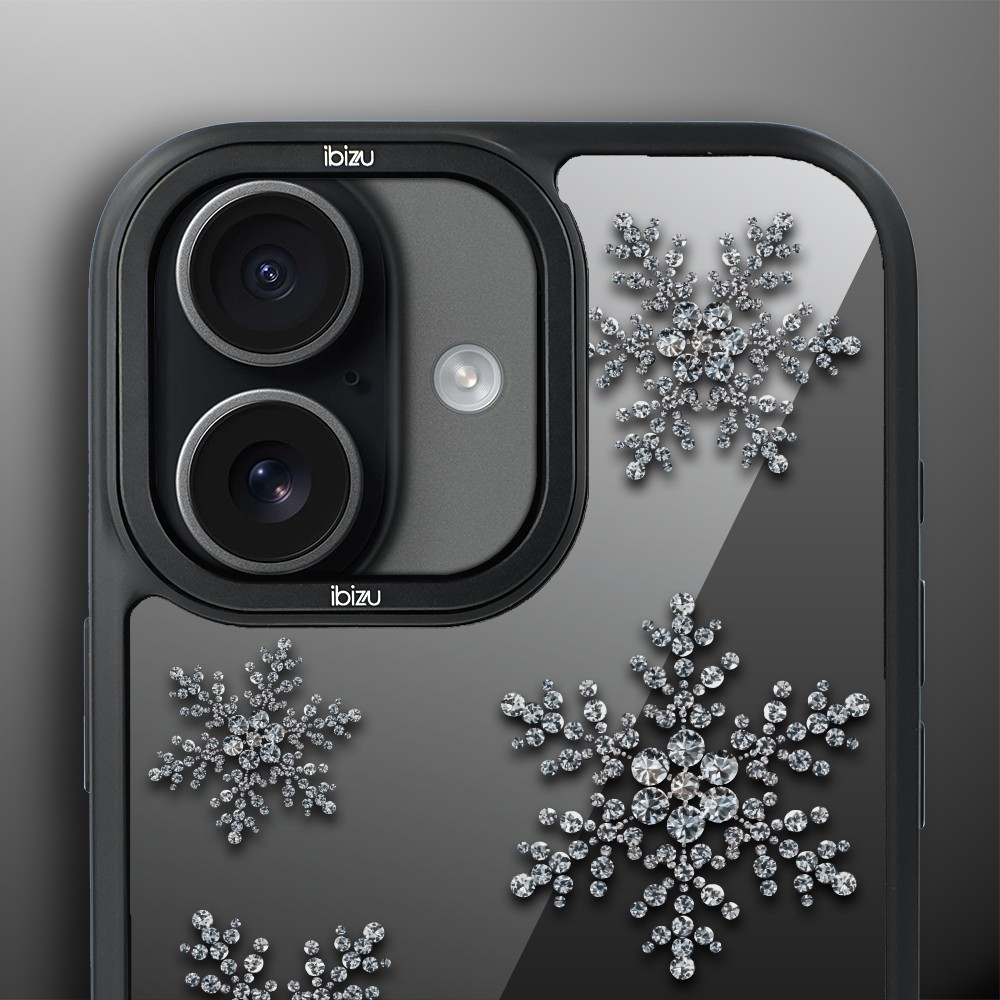 Etui do iPhone 17 IBIZU DropGuard Matt z MagSafe, Zimowa magia, Płatki śniegu na czarnym lustrze ip 17