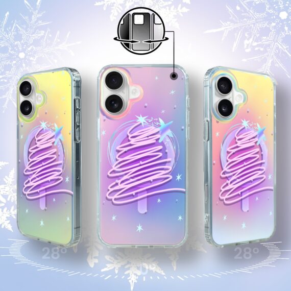 Etui do iPhone 17, MagSafe Christmas, neonowa choinka, zmieniające kolor 16 biały-2