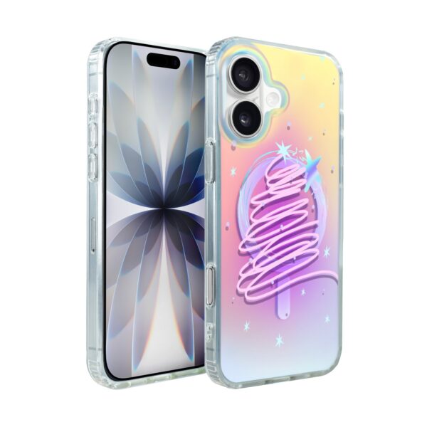 Etui do iPhone 17, MagSafe Christmas, neonowa choinka, zmieniające kolor