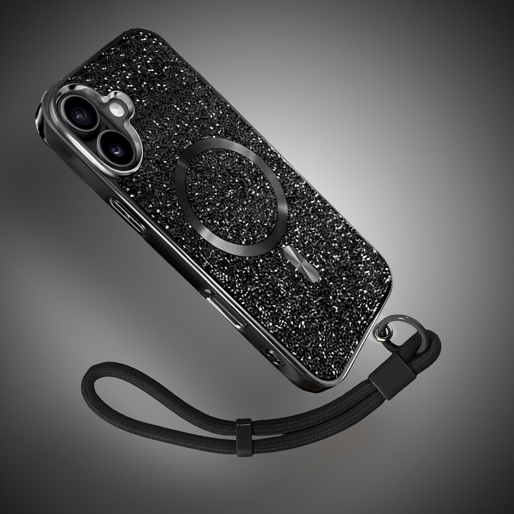 Etui do iPhone 17 MagSafe Tresury Case, diamentowe, z błyszczącą ramką, czarne (2)