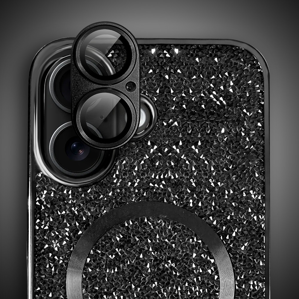 Etui do iPhone 17 MagSafe Tresury Case, diamentowe, z błyszczącą ramką, czarne (5)
