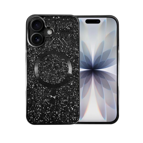 Etui do iPhone 17 MagSafe Tresury Case, diamentowe, z błyszczącą ramką, czarne