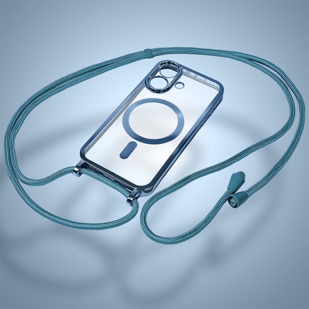 Etui do iPhone 17 Magsafe Slim Crossbody, jak torebka, niebieskie (3)