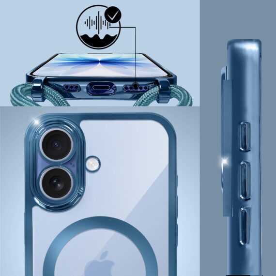 Etui do iPhone 17 Magsafe Slim Crossbody, jak torebka, niebieskie (5)