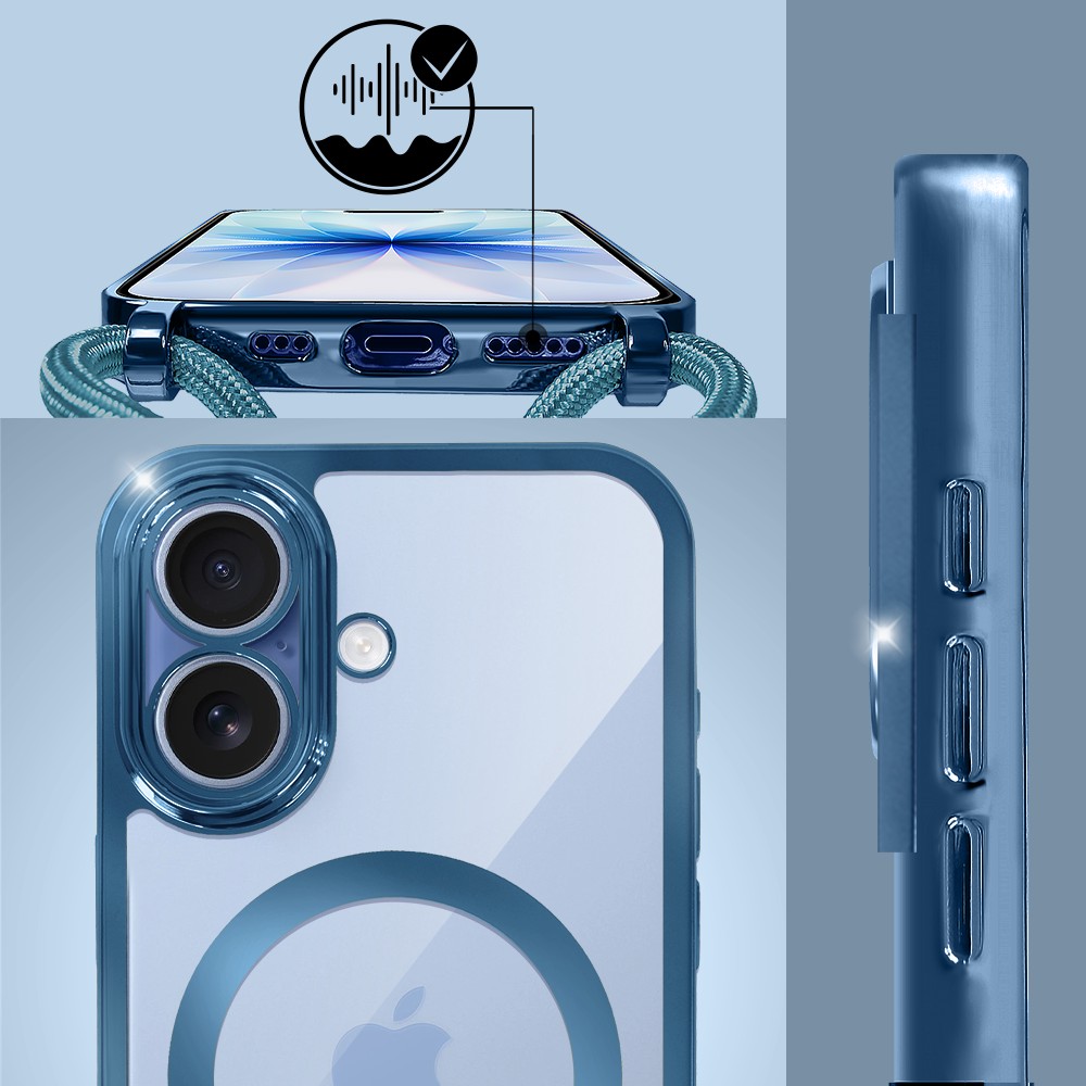 Etui do iPhone 17 Magsafe Slim Crossbody, jak torebka, niebieskie (5)