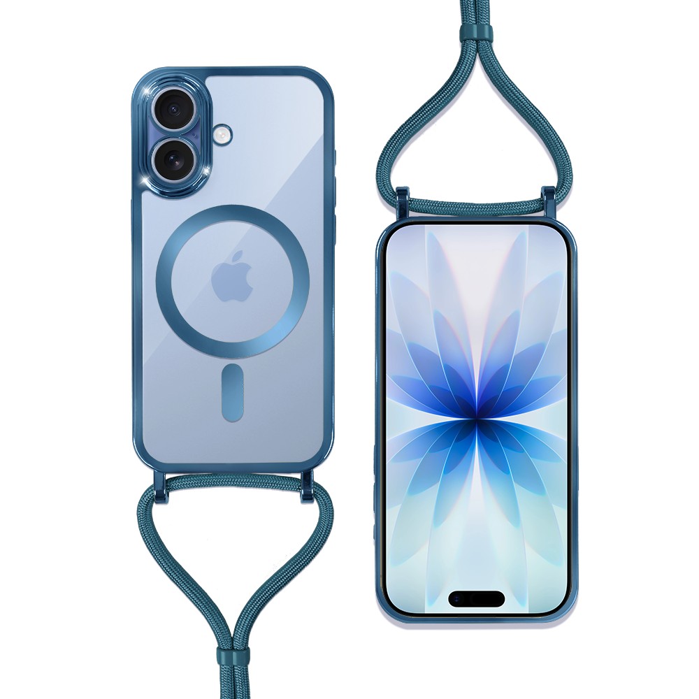 Etui do iPhone 17 Magsafe Slim Crossbody, jak torebka, niebieskie