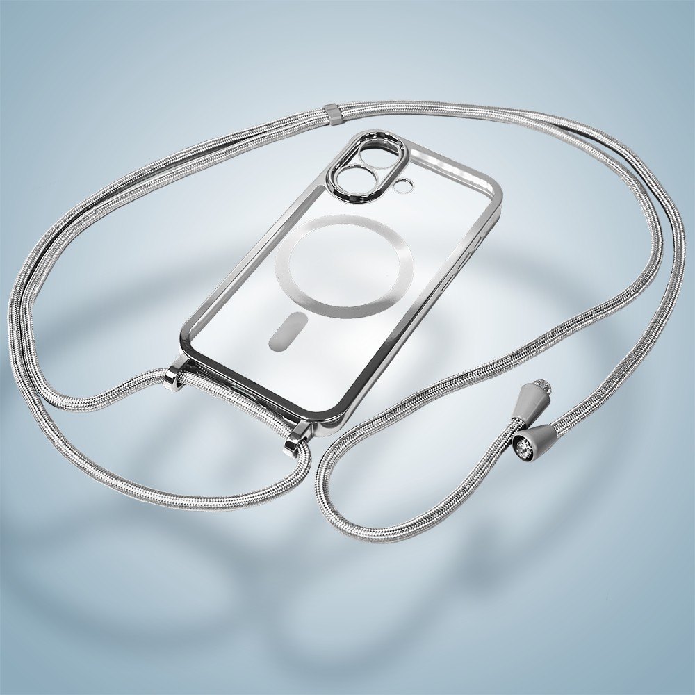 Etui do iPhone 17 Magsafe Slim Crossbody, jak torebka, srebrne (2)