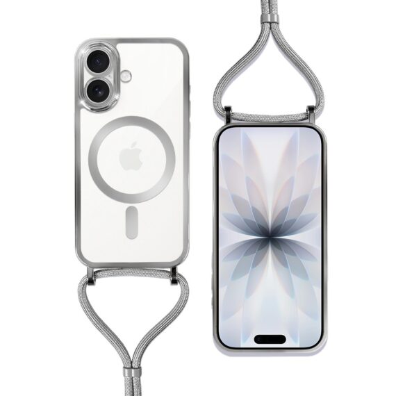 Etui do iPhone 17 Magsafe Slim Crossbody, jak torebka, srebrne (6)