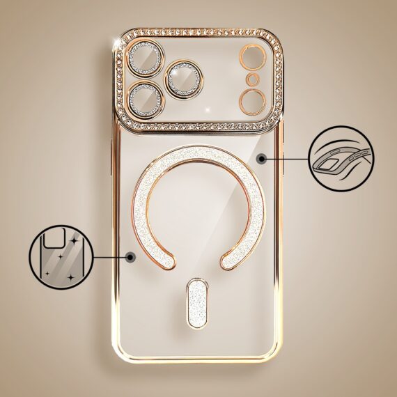 Etui do iPhone 17 Pro Diadem Glow, błyszczące z MagSafe, przeźroczyste, złote (1)