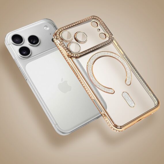 Etui do iPhone 17 Pro Diadem Glow, błyszczące z MagSafe, przeźroczyste, złote (3)