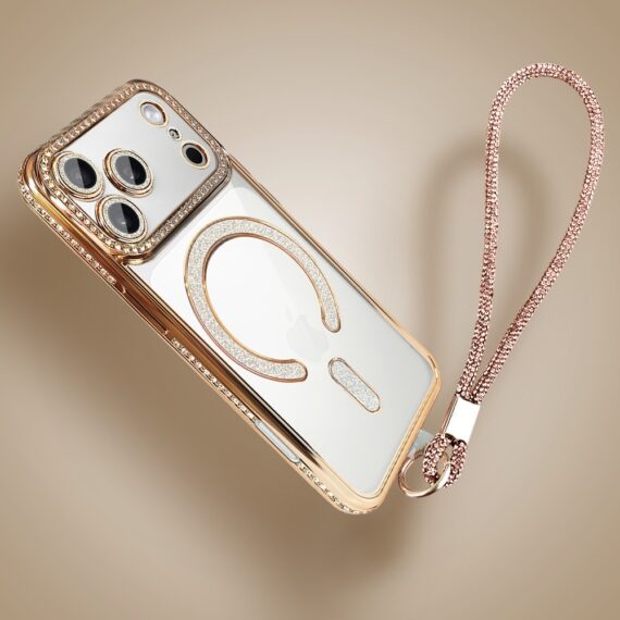Etui do iPhone 17 Pro Diadem Glow, błyszczące z MagSafe, przeźroczyste, złote (7)