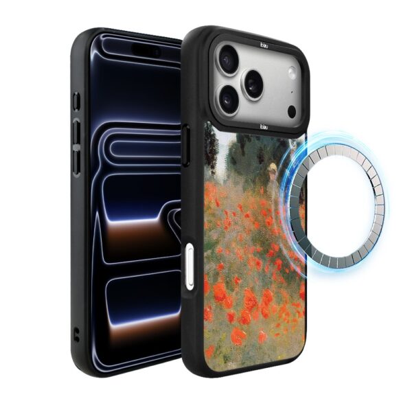 Etui do iPhone 17 Pro IBIZU DropGuard Matt z MagSafe, Claude Monet, pole maków