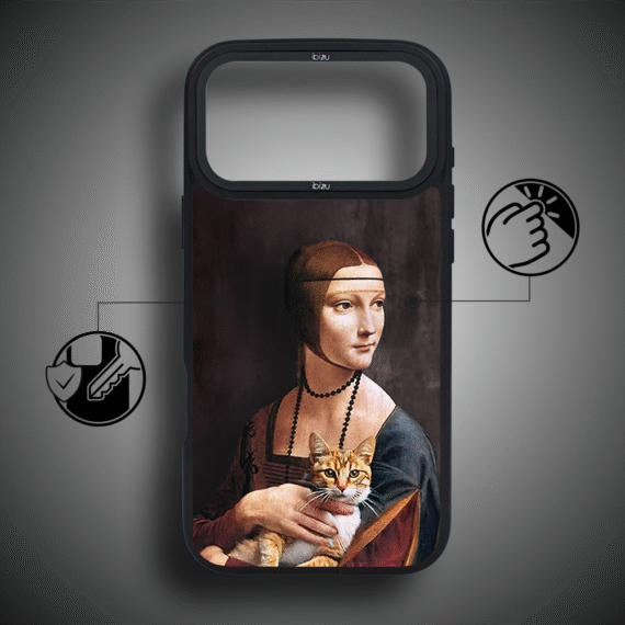 Etui do iPhone 17 Pro IBIZU DropGuard Matt z MagSafe, Leonardo Da Vinci, dama z kotem ip 17 pro-5