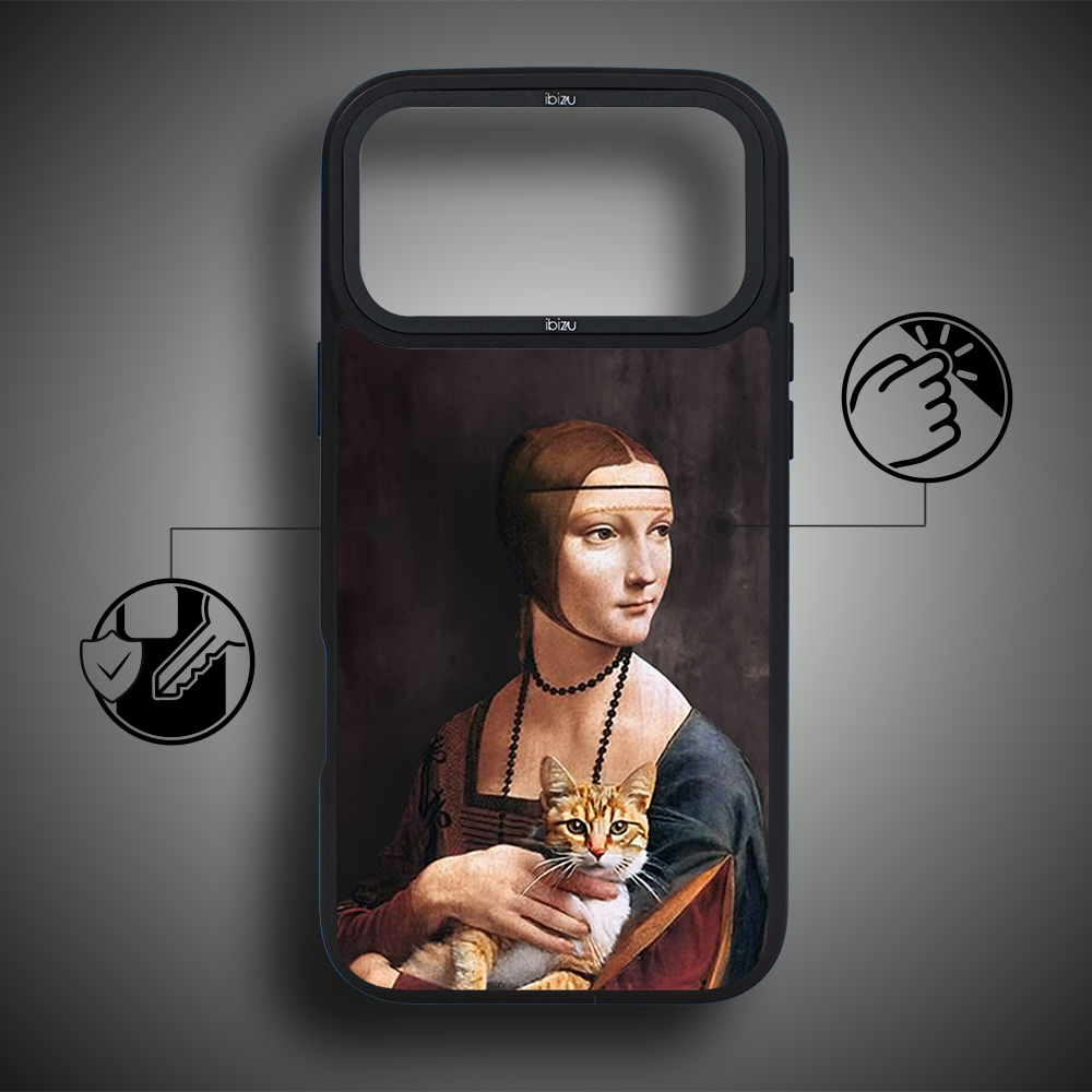 Etui do iPhone 17 Pro IBIZU DropGuard Matt z MagSafe, Leonardo Da Vinci, dama z kotem ip 17 pro-5