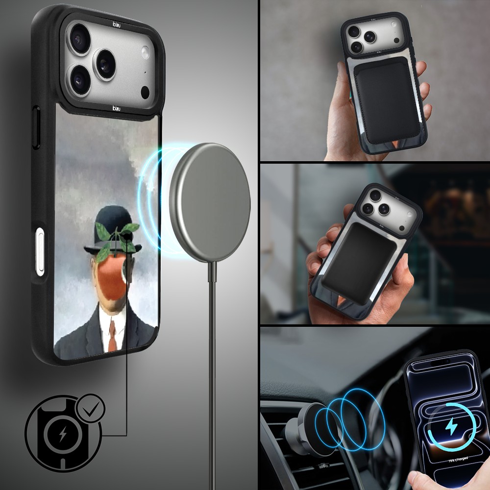 Etui do iPhone 17 Pro IBIZU DropGuard Matt z MagSafe, Rene Magritte, syn człowieczy ip 17 pro-4