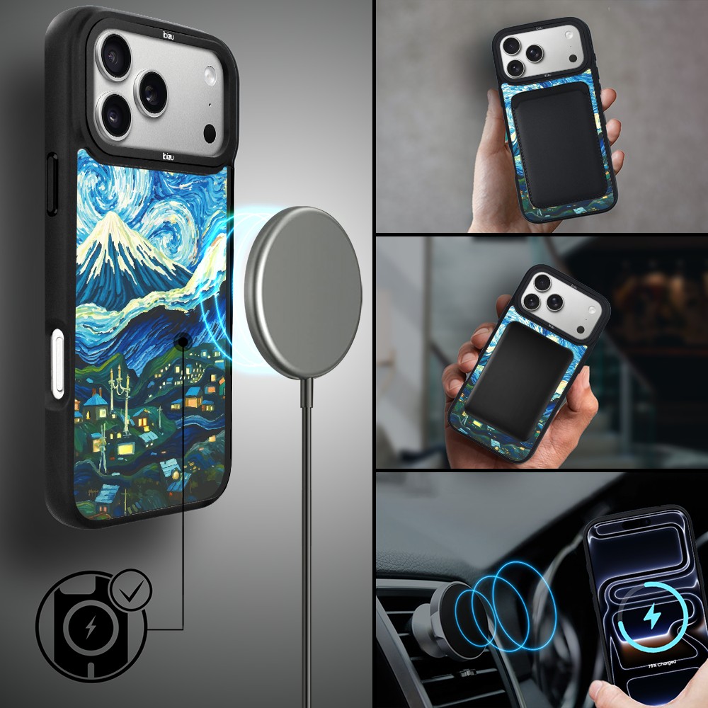Etui do iPhone 17 Pro IBIZU DropGuard Matt z MagSafe, Van Gogh, Gwieździsta noc ip 17 pro-4