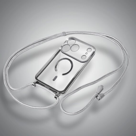 Etui do iPhone 17 Pro Magsafe Slim Crossbody, jak torebka, srebrne (1)