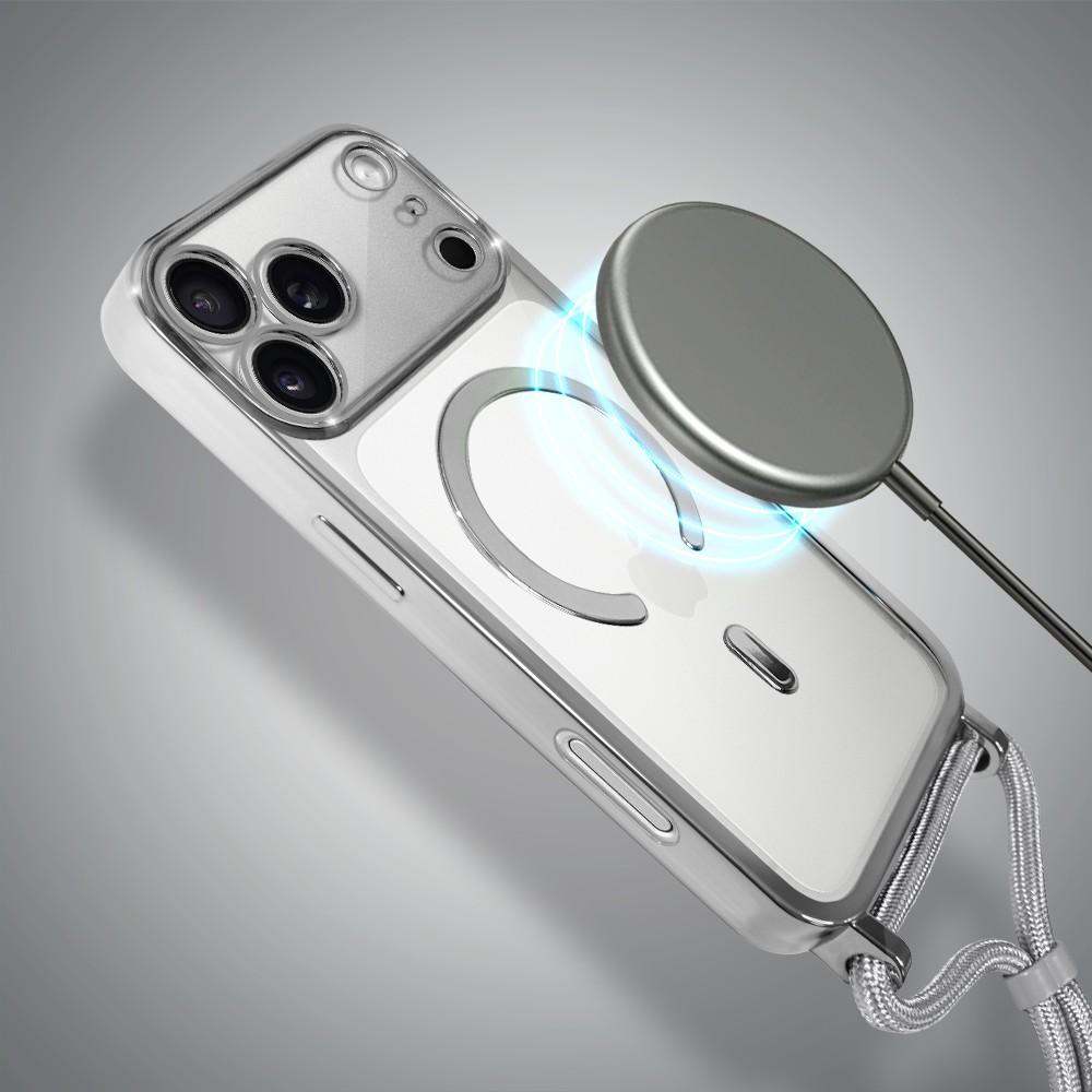 Etui do iPhone 17 Pro Magsafe Slim Crossbody, jak torebka, srebrne (7)