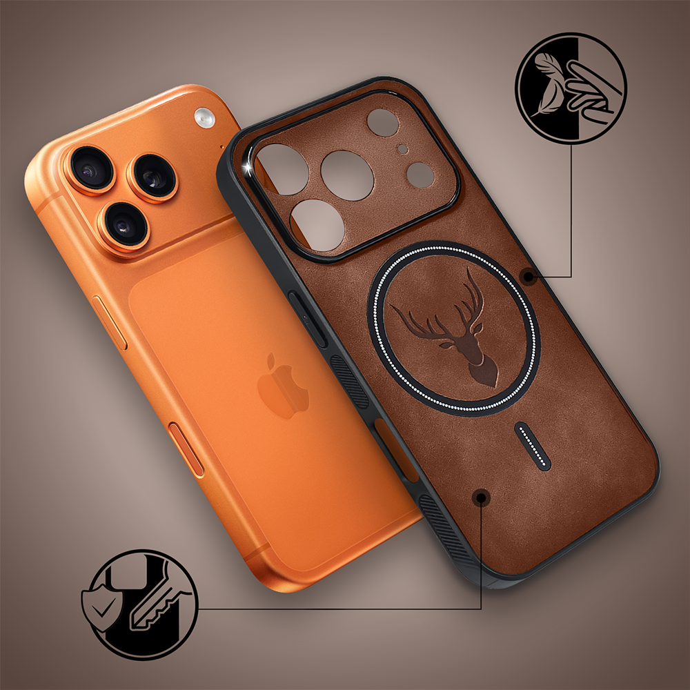 Etui do iPhone 17 Pro Max Alcantara MagSafe Cover, przyjemne w dotyku, brązowe (1)