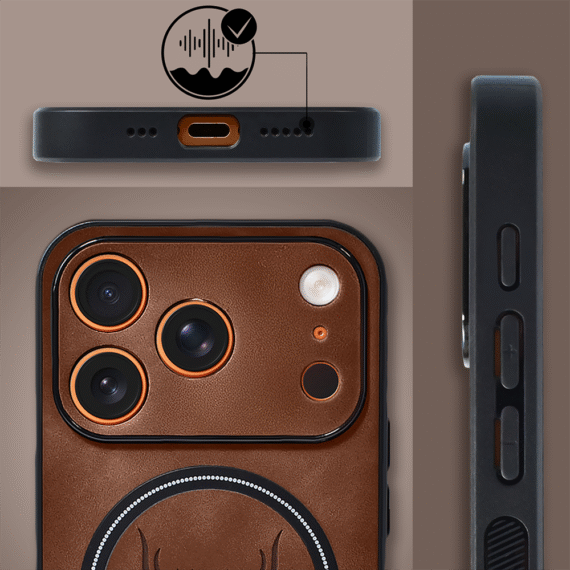 Etui do iPhone 17 Pro Max Alcantara MagSafe Cover, przyjemne w dotyku, brązowe (3)