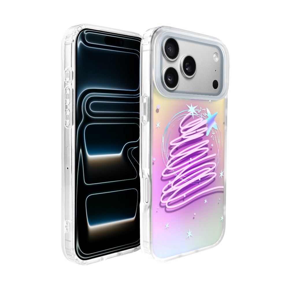 Etui do iPhone 17 Pro Max, Christmas, neonowa choinka, zmieniające kolor
