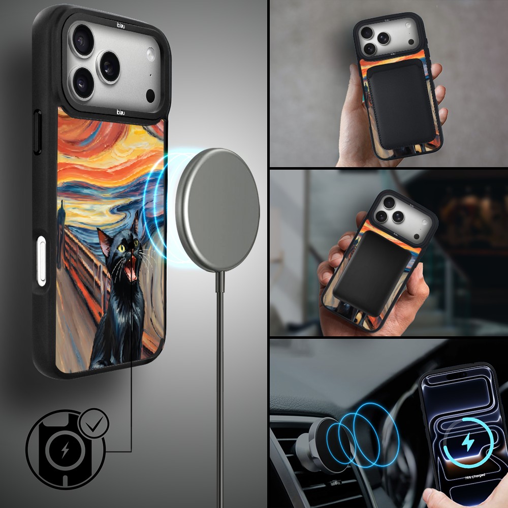 Etui do iPhone 17 Pro Max IBIZU DropGuard Matt z MagSafe, Edvard Munch, krzyk kota ip 17 pro-4