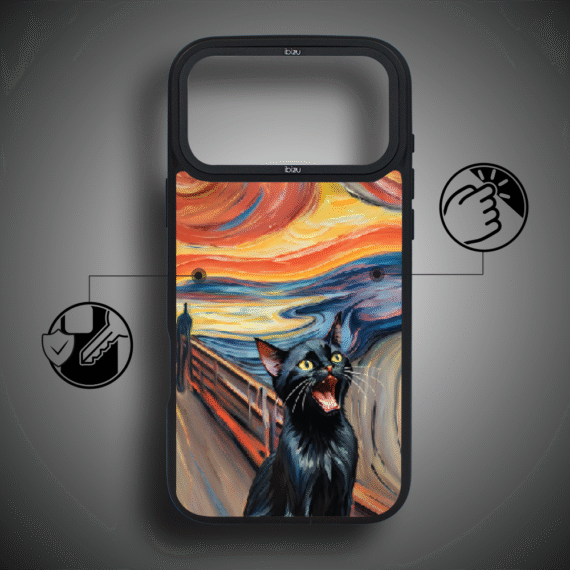 Etui do iPhone 17 Pro Max IBIZU DropGuard Matt z MagSafe, Edvard Munch, krzyk kota ip 17 pro-5