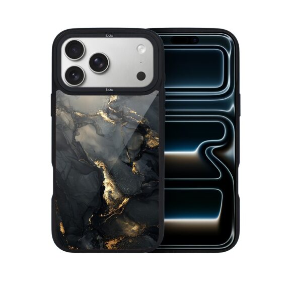 Etui do iPhone 17 Pro Max IBIZU DropGuard Matt z MagSafe, Ethereal Essence, Czarny diament ze złotem 17pro_DM-7