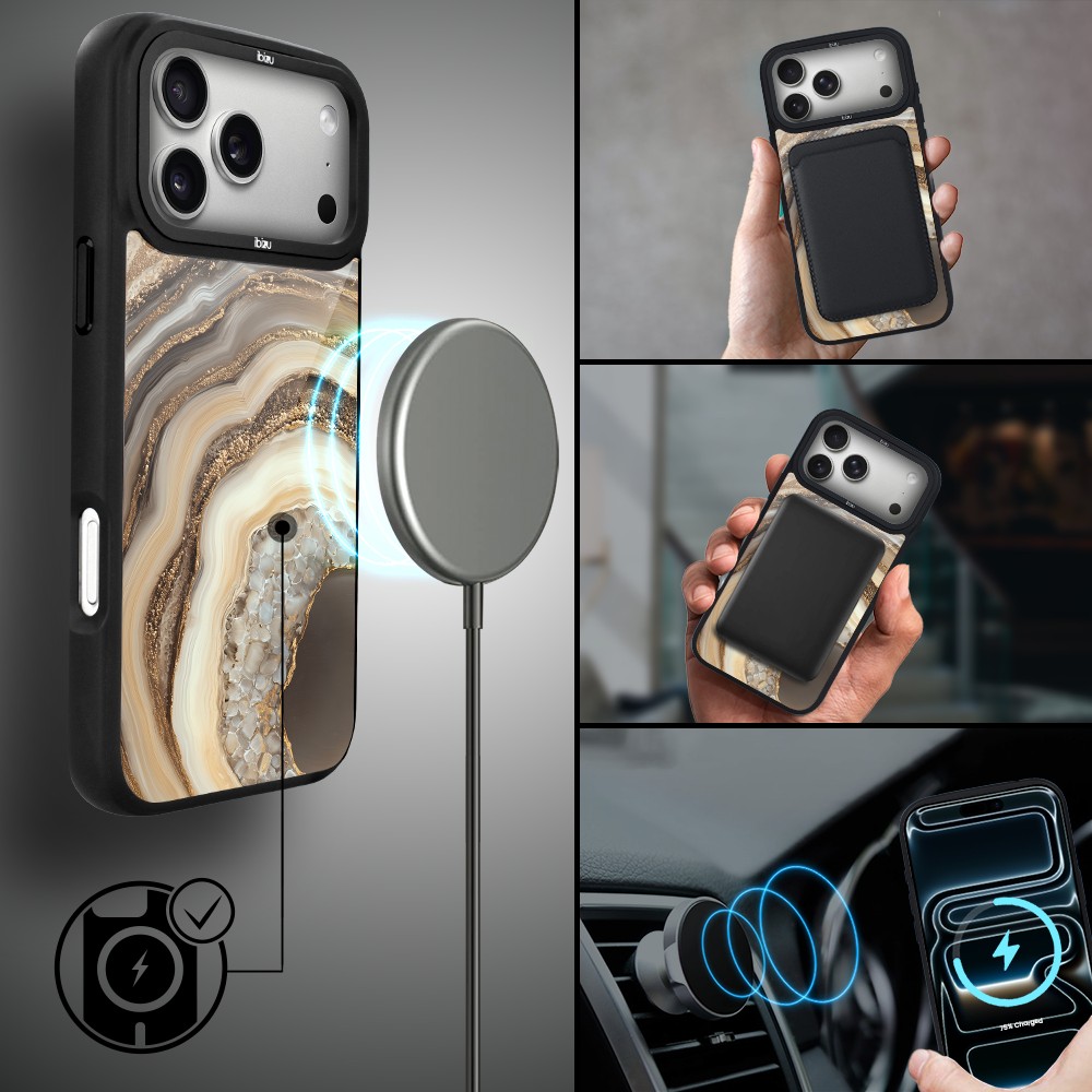 Etui do iPhone 17 Pro Max IBIZU DropGuard Matt z MagSafe, Ethereal Essence, Miodowy Agat 17pro_DM-4