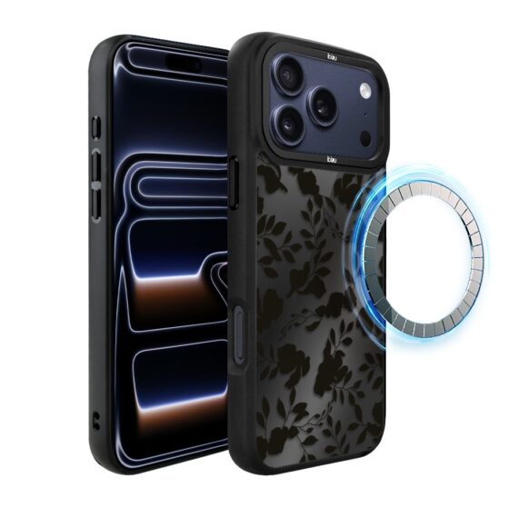 Etui do iPhone 17 Pro Max IBIZU DropGuard Matt z MagSafe, Midnight, Cienie liści 2 ip 17 pro-1