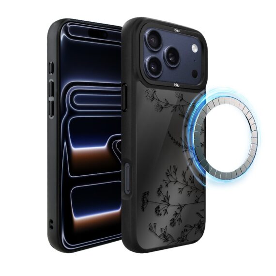 Etui do iPhone 17 Pro Max IBIZU DropGuard Matt z MagSafe, Midnight, Dotyk kwiatów ip 17 pro-1