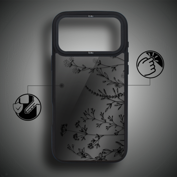Etui do iPhone 17 Pro Max IBIZU DropGuard Matt z MagSafe, Midnight, Dotyk kwiatów ip 17 pro-2