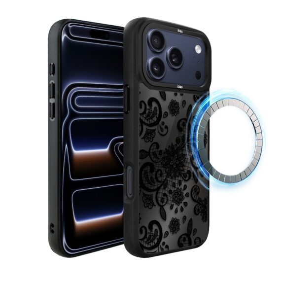 Etui do iPhone 17 Pro Max IBIZU DropGuard Matt z MagSafe, Midnight, Koronkowa czerń ip 17 pro-1