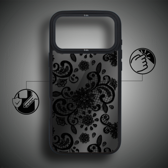 Etui do iPhone 17 Pro Max IBIZU DropGuard Matt z MagSafe, Midnight, Koronkowa czerń ip 17 pro-2