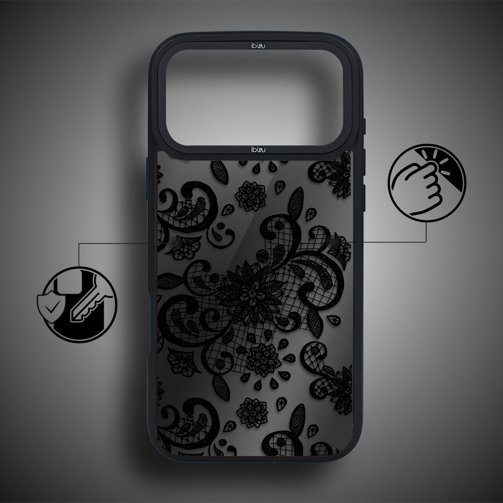 Etui do iPhone 17 Pro Max IBIZU DropGuard Matt z MagSafe, Midnight, Koronkowa czerń ip 17 pro-2